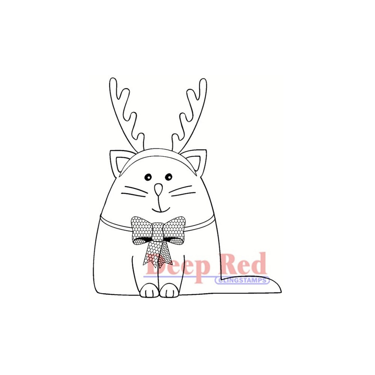 Deep Red Stamps Meowy Christmas Rubber Stamp 1.8 x 2.1 inches